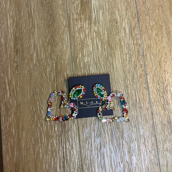 Multicolor Rhinestone Heart Earring - Picture 2 of 3